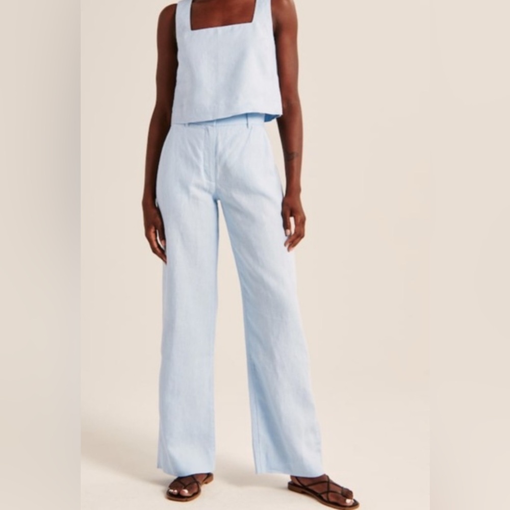 Abercrombie & Fitch 100% Linen Sky Blue Trousers